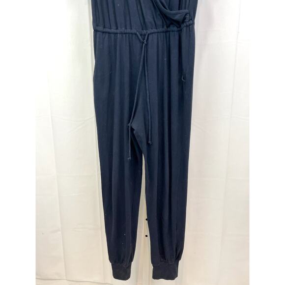 SUNDRY Size 2 M Flutter Sleeve Jumpsuit Surplice V-Neck Jogger Hem Navy Blue - Picture 7 of 9